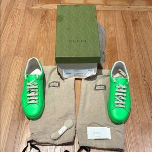 Gucci Neon Green Sneakers Capri Fluo with Accessories NEW NWT NIB